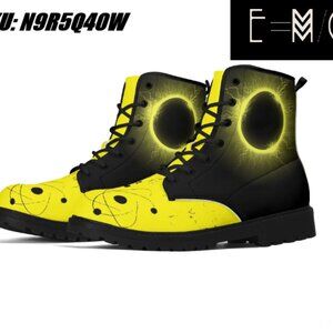 New E=M/C2 Women's Black Hole Yellow Upgraded Black Outsole Leather Boots